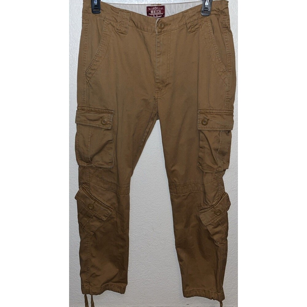 Matchstick Mens Tan Brown Cotton Cargo Pants